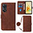 Leather Case Stands Flip Cover Holder YB3 for Oppo Reno8 T 4G Brown