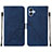 Leather Case Stands Flip Cover Holder YB3 for Samsung Galaxy F04 Blue