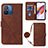 Leather Case Stands Flip Cover Holder YB3 for Xiaomi Redmi 11A 4G Brown