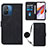 Leather Case Stands Flip Cover Holder YB3 for Xiaomi Redmi 12C 4G Black