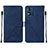 Leather Case Stands Flip Cover Holder YB4 for Motorola Moto E13 Blue