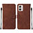 Leather Case Stands Flip Cover Holder YB4 for Motorola Moto G53 5G Brown