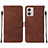 Leather Case Stands Flip Cover Holder YB4 for Motorola Moto G53j 5G Brown