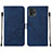 Leather Case Stands Flip Cover Holder YB4 for Motorola Moto G72 Blue