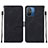 Leather Case Stands Flip Cover Holder YB4 for Xiaomi Poco C55 Black