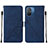Leather Case Stands Flip Cover Holder YB4 for Xiaomi Poco C55 Blue