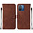 Leather Case Stands Flip Cover Holder YB4 for Xiaomi Poco C55 Brown