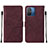 Leather Case Stands Flip Cover Holder YB4 for Xiaomi Poco C55 Red