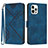 Leather Case Stands Flip Cover Holder YX1 for Apple iPhone 16 Pro Max Blue