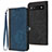 Leather Case Stands Flip Cover Holder YX1 for Google Pixel 6a 5G Blue