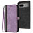 Leather Case Stands Flip Cover Holder YX1 for Google Pixel 7 5G Purple