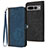 Leather Case Stands Flip Cover Holder YX1 for Google Pixel 7 Pro 5G Blue