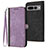 Leather Case Stands Flip Cover Holder YX1 for Google Pixel 7 Pro 5G Purple