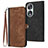 Leather Case Stands Flip Cover Holder YX1 for Huawei Honor 90 5G Brown