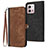 Leather Case Stands Flip Cover Holder YX1 for Motorola Moto G Stylus (2023) 4G Brown