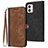 Leather Case Stands Flip Cover Holder YX1 for Motorola Moto G53j 5G Brown