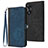 Leather Case Stands Flip Cover Holder YX1 for Oppo A58 4G Blue