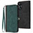 Leather Case Stands Flip Cover Holder YX1 for Oppo A58 4G Green