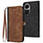 Leather Case Stands Flip Cover Holder YX1 for Oppo Reno10 5G Brown