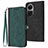 Leather Case Stands Flip Cover Holder YX1 for Oppo Reno10 5G Green