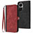 Leather Case Stands Flip Cover Holder YX1 for Oppo Reno10 5G Red