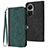 Leather Case Stands Flip Cover Holder YX1 for Oppo Reno10 Pro 5G Green