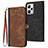 Leather Case Stands Flip Cover Holder YX1 for Xiaomi Redmi Note 12 Explorer Brown