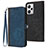 Leather Case Stands Flip Cover Holder YX1 for Xiaomi Redmi Note 12 Pro+ Plus 5G Blue