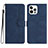 Leather Case Stands Flip Cover Holder YX2 for Apple iPhone 14 Pro Blue