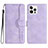 Leather Case Stands Flip Cover Holder YX2 for Apple iPhone 14 Pro Clove Purple