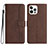 Leather Case Stands Flip Cover Holder YX2 for Apple iPhone 14 Pro Max Brown