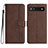 Leather Case Stands Flip Cover Holder YX2 for Google Pixel 6a 5G Brown