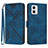 Leather Case Stands Flip Cover Holder YX2 for Motorola Moto G 5G (2023) Blue