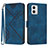 Leather Case Stands Flip Cover Holder YX2 for Motorola Moto G53j 5G Blue