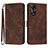 Leather Case Stands Flip Cover Holder YX2 for Oppo A18 Brown