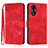Leather Case Stands Flip Cover Holder YX2 for Oppo A18 Red