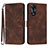 Leather Case Stands Flip Cover Holder YX2 for Oppo A38 Brown