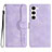 Leather Case Stands Flip Cover Holder YX2 for Samsung Galaxy S22 5G Purple