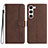 Leather Case Stands Flip Cover Holder YX2 for Samsung Galaxy S23 Plus 5G Brown