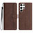 Leather Case Stands Flip Cover Holder YX2 for Samsung Galaxy S23 Ultra 5G Brown