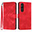 Leather Case Stands Flip Cover Holder YX2 for Sony Xperia 1 V Red