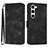 Leather Case Stands Flip Cover Holder YX3 for Samsung Galaxy S22 Plus 5G Black