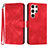 Leather Case Stands Flip Cover Holder YX3 for Samsung Galaxy S22 Ultra 5G Red