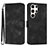 Leather Case Stands Flip Cover Holder YX3 for Samsung Galaxy S24 Ultra 5G Black