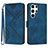 Leather Case Stands Flip Cover Holder YX3 for Samsung Galaxy S24 Ultra 5G Blue