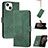 Leather Case Stands Flip Cover Holder YX4 for Apple iPhone 13 Green