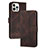 Leather Case Stands Flip Cover Holder YX4 for Apple iPhone 13 Pro Max Brown