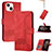 Leather Case Stands Flip Cover Holder YX4 for Apple iPhone 13 Red