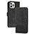 Leather Case Stands Flip Cover Holder YX4 for Apple iPhone 14 Pro Black