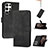 Leather Case Stands Flip Cover Holder YX4 for Samsung Galaxy S23 Ultra 5G Black